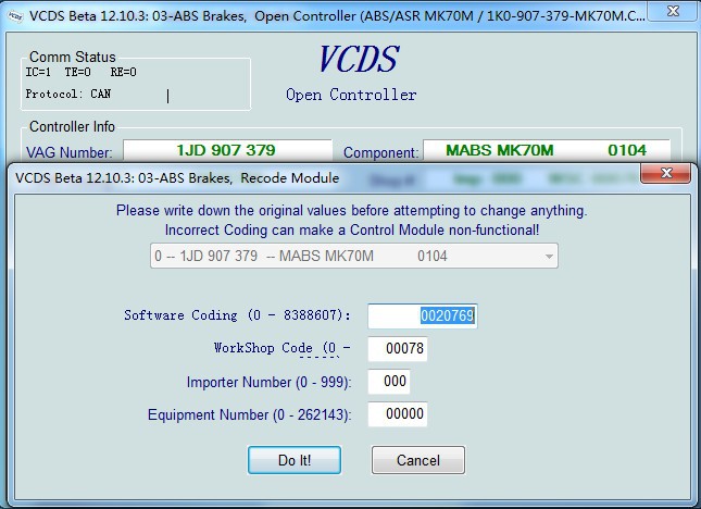 vag com VCDS Beta 12.10.3 ABS ब्रेक ओपन कंट्रोलर
