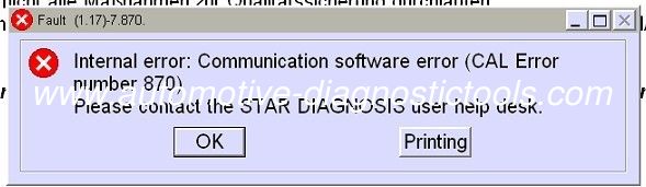MB STAR C3 Mercedes Benz Star Software , Internal Error CAL Number 870 DAS Blacklist